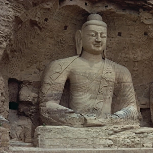 Stone carved Buddha and Bodhisattva, Cave No. 20, Yun Kang Caves, UNESCO World Heritage Site