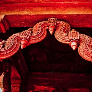 Stone carving detail, Red Fort, Delhi, India, Asia