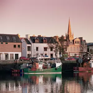 Stornoway harbour at sunset