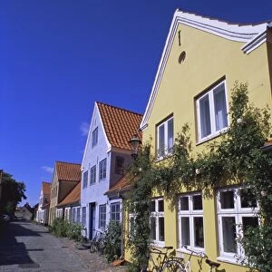 Street of colourful houses, Aeroskobing, island of Aero, Denmark, Scandinavia, Europe