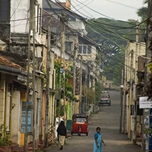 Street of old Dutch houses, inside Fort at Galle, south coast of Sri Lanka, Asia
