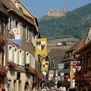 Street scene, Ribeauville, Alsace, France, Europe
