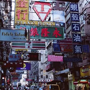 Street scene with signs, Causeway Bay, Hong Kong Island, Hong Kong, China, Asia