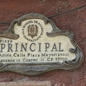 Street signs, San Miguel de Allende (San Miguel), Guanajuato State, Mexico, North America