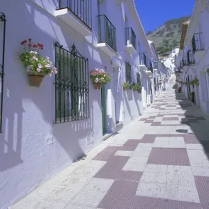 Street in the white hill village of Mijas