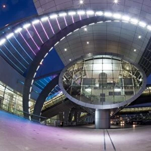 Stylish modern architecture of Terminal 3, opened in 2010, Dubai International Airport