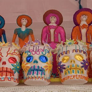 Sugar skull decorations for the Day of the Dead festival, San Miguel de Allende
