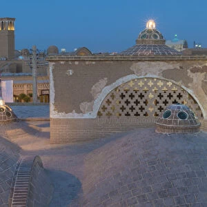 Sultan Amir Ahmad Bathhouse, roof domes at sunset, Kashan, Isfahan Province, Islamic