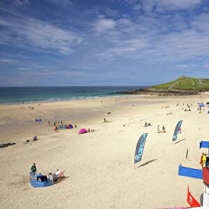 Summer sunshine on Porthmeor beach, St. Ives, Cornwall, England, United Kingdom, Europe