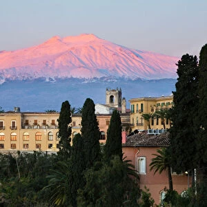 Sunrise over Taormina and Mount Etna with Hotel San Domenico Palace, Taormina