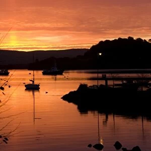 Sunrise over Tobermory Harbour and Calve Island in the Sound of Mull, Tobermory