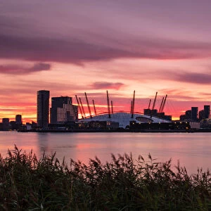 Sunrise view of the O2 Arena, Greenwich, London, England, United Kingdom, Europe