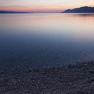 Sunset at the beach of Baska Voda, Makarska Riviera, Dalmatia, Croatia, Europe