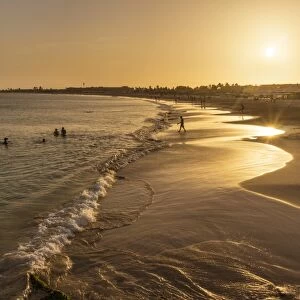 Sunset at the beach in Santa Maria, Praia de Santa Maria, Baia de Santa Maria, Sal Island