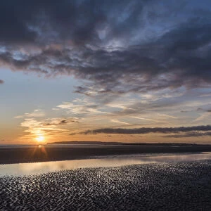Sunset, Camber Sands, East Sussex, England, United Kingdom, Europe