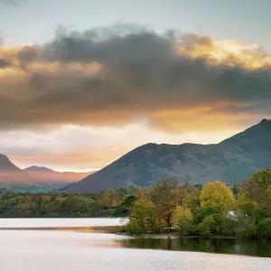 Sunset over Catbells, Derwent Water and the Newlands Valley from Keswick, Lake District