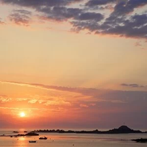 Sunset at Cobo Bay, Guernsey, Channel Islands, United Kingdom, Europe