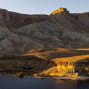 Sunset over the deep blue lakes of the Band-E-Amir National Park, Afghanistan, Asia