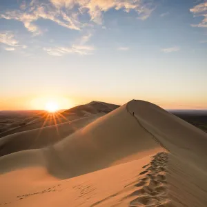 Sunset on Khongor sand dunes in Gobi Gurvan Saikhan National Park, Sevrei district