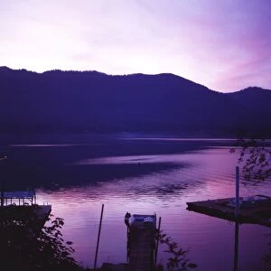 Sunset on Lake Quinault, Olympic National Park, UNESCO World Heritage Site, Washington