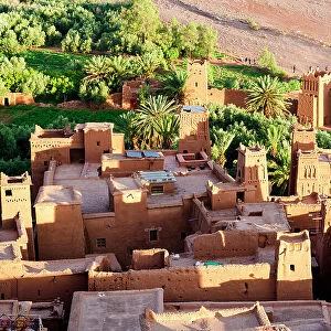 Sunset over the old castles in Ait Ben Haddou, UNESCO World Heritage Site, Ouarzazate province, Morocco, North Africa, Africa