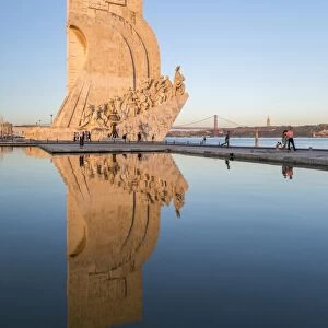 Sunset on the Padrao dos Descobrimentos (Monument to the Discoveries) reflected in Tagus River