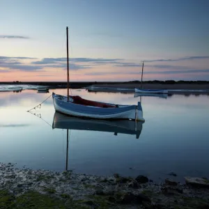 Sunset in spring at Burnham Overy Staithe on the North Norfolk Coast, Norfolk