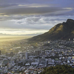 Table Mountain and City Bowl at dawn, Cape Town, Western Cape, South Africa, Africa