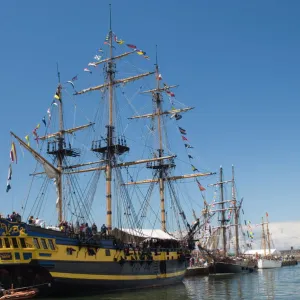 Tall ship Grand Turk moored in Whitehaven Harbour, Cumbria, England, United Kingdom