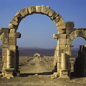 Tangier Gate, Volubilis, UNESCO World Heritage Site, Morocco, North Africa, Africa