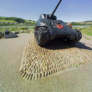 Tank commemorating D-Day rehearsals, Slapton Sands, Slapton Ley, South Hams