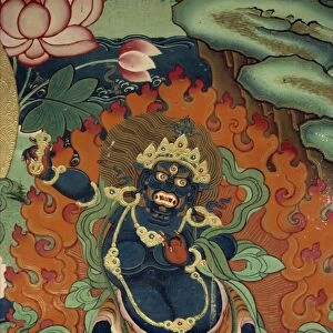 Tantric mural at Ganden, Tibet, China, Asia