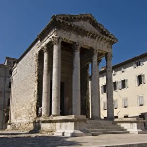 Temple of Rome and Augustus built on the forum during the reign of the Roman emperor Augustus