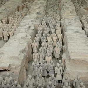 Terracotta Army, guarded the first Emperor of China, Qin Shi Huangdis tomb, Xian, Lintong, Shaanxi, China, Asia