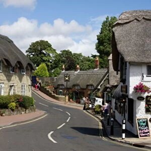 Thatched houses, teashop and pub, Shanklin, Isle of Wight, England, United Kingdom