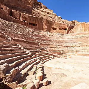 The Theatre, Petra Archaeological Park, UNESCO World Heritage Site, one of the New Seven Wonders of the World, Petra, Jordan, Middle East