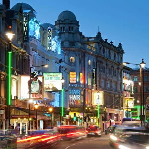 Theatreland in the evening, Shaftesbury Avenue, London, England, United Kingdom, Europe