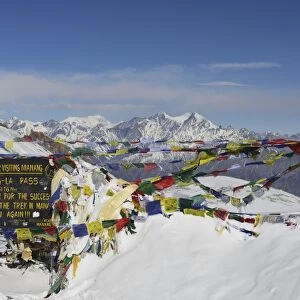 Thorong La (Thorung La), a pass at 5416m, Annapurna Conservation Area, Gandaki, Western Region (Pashchimanchal), Nepal, Himalayas. Asia