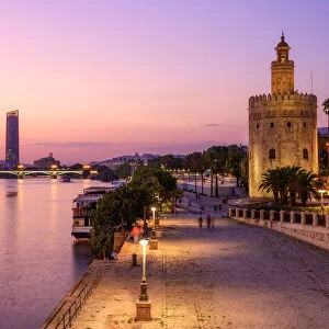 The Torre del Oro (Golden Tower) on the banks of the river Guadalquivir, Seville
