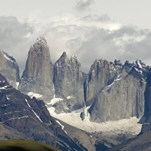 Torres del Paine, east faces of the granite towers, Torres del Paine National Park, Patagonia, Chile, South America