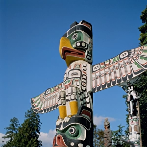 Totem poles, Vancouver, British Columbia (B. C. ), Canada, North America