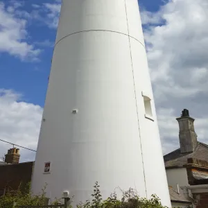 The town centre lighthouse, built of brick in 1890, a Grade II listed building and 31m tall, Southwold, Suffolk, England, United Kingdom, Europe