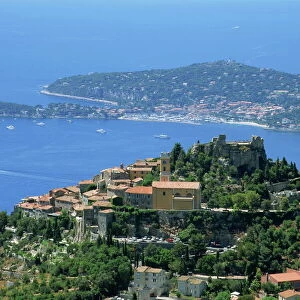 The town of Eze and the coast of the Cote d Azur, Provence, France