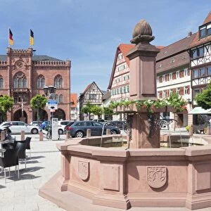 Town hall and market place, Tauberbischofsheim, Taubertal Valley, Main Tauber District, Baden Wurttemberg, Germany, Europe