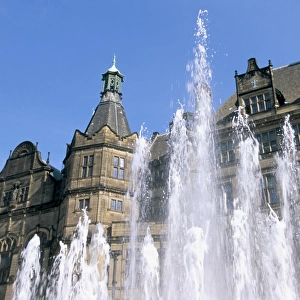 Town Hall and Peace Garden fountains, Sheffield, South Yorkshire, England