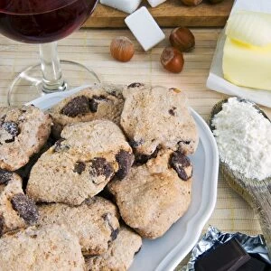 Tozzetti cookies with chocolate, Italian gastronomy, Italy, Europe
