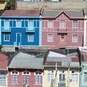 Traditional colourful houses, Valparaiso, UNESCO World Heritage Site, Chile