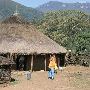 Traditional village house in Bale Mountains, Southern Highlands, Ethiopia, Africa