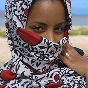 Traditionally dressed Muslim woman from Moheli, Comoros, Africa