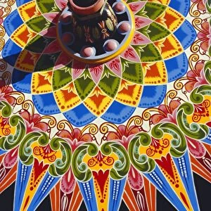 Traditionally painted oxcart wheel, Costa Rica
